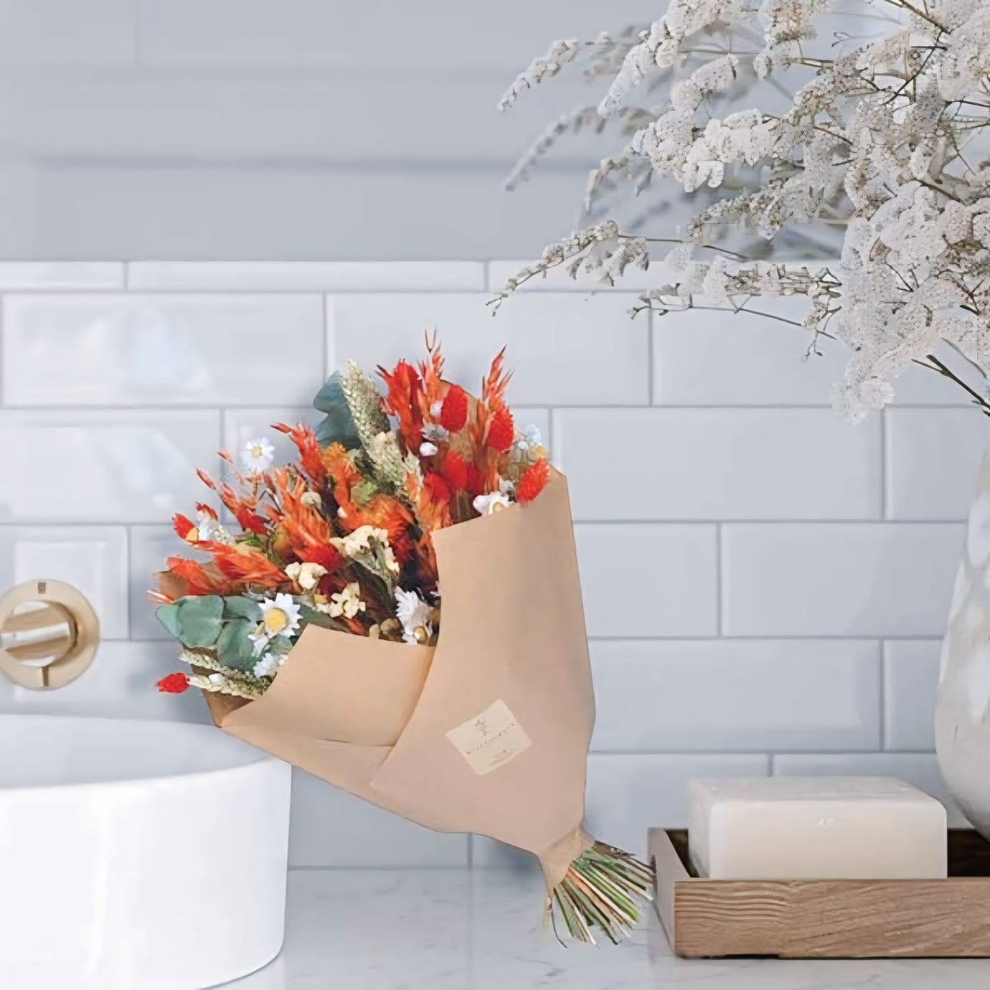 Droogbloemen - Classic Bouquet - Orange - ↕60cm
